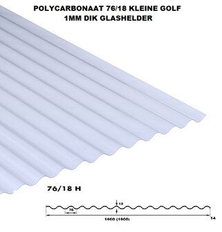 POLYCARBONAAT GOLFPLAAT 1-wandig H 76/18 lengte 305cm