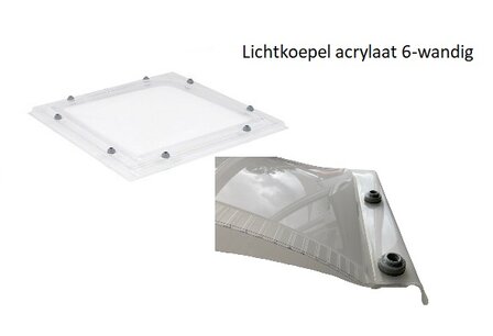 lichtkoepel ISO zeswandig acrylaat dagmaat 75x75cm 