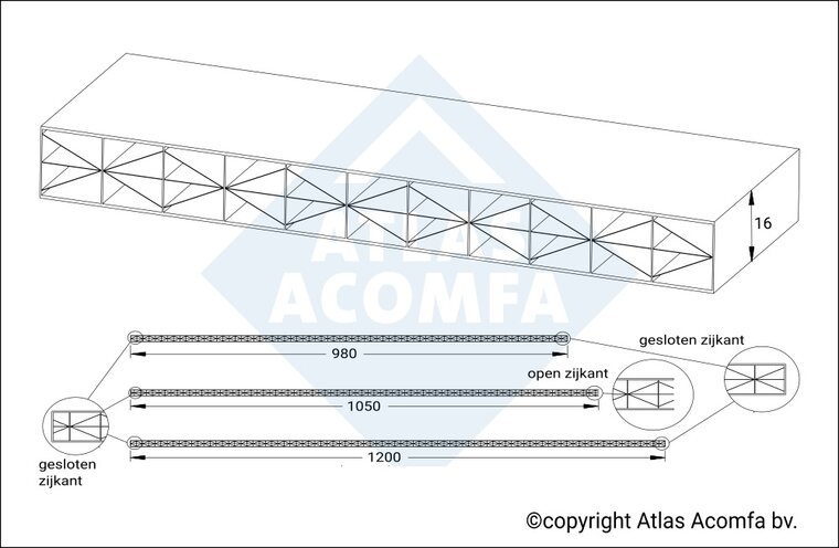 Polycarbonaat kanaalplaat TOP-X5 16mm dik |  98x200cm (BxL)